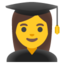 WOMAN STUDENT emoji in Google's design style - Unicode 1F469-200D-1F393