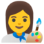 WOMAN ARTIST emoji in Google's design style - Unicode 1F469-200D-1F3A8