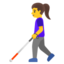 WOMAN WITH WHITE CANE emoji in Google's design style - Unicode 1F469-200D-1F9AF