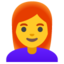 WOMAN: RED HAIR emoji in Google's design style - Unicode 1F469-200D-1F9B0