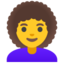 WOMAN: CURLY HAIR emoji in Google's design style - Unicode 1F469-200D-1F9B1