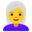 WOMAN: WHITE HAIR emoji in Google's design style - Unicode 1F469-200D-1F9B3