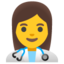 WOMAN HEALTH WORKER emoji in Google's design style - Unicode 1F469-200D-2695-FE0F