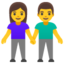 MAN AND WOMAN HOLDING HANDS emoji in Google's design style - Unicode 1F46B