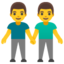 TWO MEN HOLDING HANDS emoji in Google's design style - Unicode 1F46C