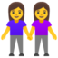 TWO WOMEN HOLDING HANDS emoji in Google's design style - Unicode 1F46D