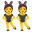 WOMAN WITH BUNNY EARS emoji in Google's design style - Unicode 1F46F