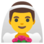 MAN WITH VEIL emoji in Google's design style - Unicode 1F470-200D-2642-FE0F