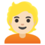 PERSON WITH BLOND HAIR emoji with light skin tone skin tone