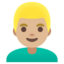 MAN: BLOND HAIR emoji with medium-light skin tone skin tone