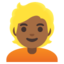 PERSON WITH BLOND HAIR emoji with medium-dark skin tone skin tone