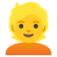 PERSON WITH BLOND HAIR emoji in Google's design style - Unicode 1F471