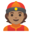 MAN WITH GUA PI MAO emoji with medium skin tone skin tone