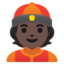 MAN WITH GUA PI MAO emoji with dark skin tone skin tone