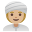 WOMAN WEARING TURBAN emoji with medium-light skin tone skin tone