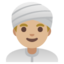 MAN WEARING TURBAN emoji with medium-light skin tone skin tone