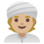 MAN WITH TURBAN emoji with medium-light skin tone skin tone