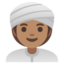 WOMAN WEARING TURBAN emoji with medium skin tone skin tone