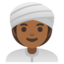 WOMAN WEARING TURBAN emoji with medium-dark skin tone skin tone