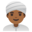 MAN WEARING TURBAN emoji with medium-dark skin tone skin tone