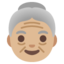 OLDER WOMAN emoji with medium-light skin tone skin tone