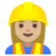 WOMAN CONSTRUCTION WORKER emoji with medium-light skin tone skin tone