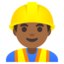 MAN CONSTRUCTION WORKER emoji with medium-dark skin tone skin tone