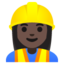 WOMAN CONSTRUCTION WORKER emoji with dark skin tone skin tone