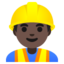 MAN CONSTRUCTION WORKER emoji with dark skin tone skin tone