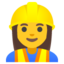 WOMAN CONSTRUCTION WORKER emoji in Google's design style - Unicode 1F477-200D-2640-FE0F