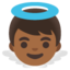 BABY ANGEL emoji with medium-dark skin tone skin tone