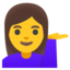 WOMAN TIPPING HAND emoji in Google's design style - Unicode 1F481-200D-2640-FE0F