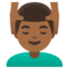 MAN GETTING MASSAGE emoji with medium-dark skin tone skin tone