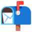 OPEN MAILBOX WITH RAISED FLAG emoji in Google's design style - Unicode 1F4EC