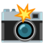 CAMERA WITH FLASH emoji in Google's design style - Unicode 1F4F8