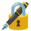 LOCK WITH INK PEN emoji in Google's design style - Unicode 1F50F