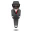 PERSON IN SUIT LEVITATING emoji with dark skin tone skin tone