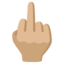 REVERSED HAND WITH MIDDLE FINGER EXTENDED emoji with medium-light skin tone skin tone