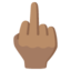 REVERSED HAND WITH MIDDLE FINGER EXTENDED emoji with medium skin tone skin tone