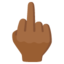 REVERSED HAND WITH MIDDLE FINGER EXTENDED emoji with medium-dark skin tone skin tone