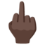 REVERSED HAND WITH MIDDLE FINGER EXTENDED emoji with dark skin tone skin tone