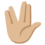 RAISED HAND WITH PART BETWEEN MIDDLE AND RING FINGERS emoji with medium-light skin tone skin tone