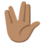 RAISED HAND WITH PART BETWEEN MIDDLE AND RING FINGERS emoji with medium skin tone skin tone