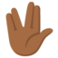 RAISED HAND WITH PART BETWEEN MIDDLE AND RING FINGERS emoji with medium-dark skin tone skin tone