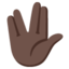 RAISED HAND WITH PART BETWEEN MIDDLE AND RING FINGERS emoji with dark skin tone skin tone