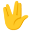 RAISED HAND WITH PART BETWEEN MIDDLE AND RING FINGERS emoji in Google's design style - Unicode 1F596