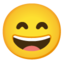 SMILING FACE WITH OPEN MOUTH AND SMILING EYES emoji in Google's design style - Unicode 1F604