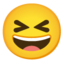 SMILING FACE WITH OPEN MOUTH AND TIGHTLY-CLOSED EYES emoji in Google's design style - Unicode 1F606