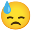 FACE WITH COLD SWEAT emoji in Google's design style - Unicode 1F613