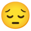 PENSIVE FACE emoji in Google's design style - Unicode 1F614